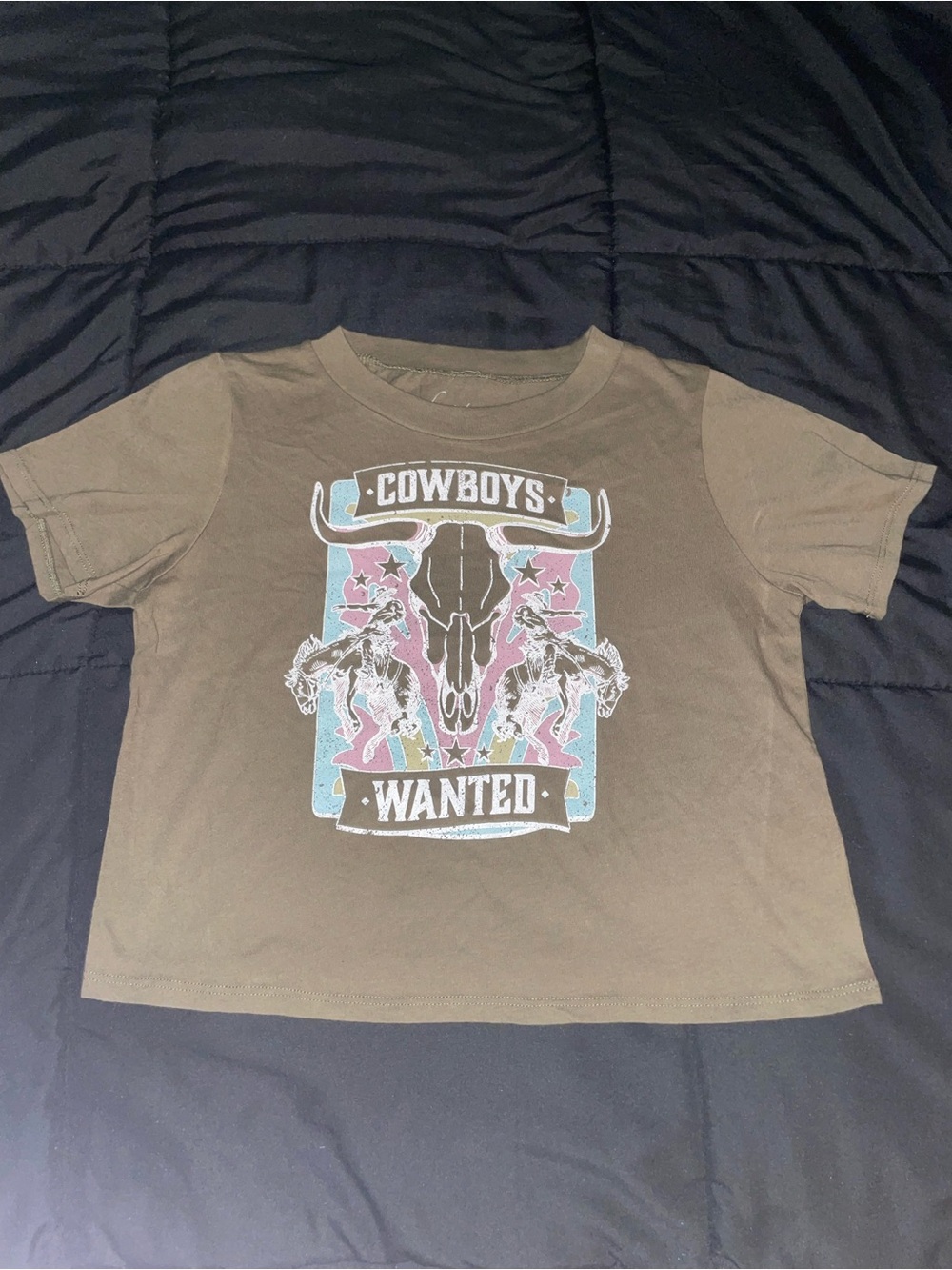 Kids Brown 'Cowboys Wanted' Graphic Short Sleeve Tee